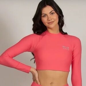 Salt Life Rash Guard Swim Top Cropped Long Sleeve Shirt